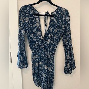 Navy blue floral romper